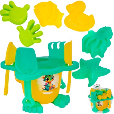 Песочный набор КРОКОТАМ Малыш 12 предметов ПН-1 зелено-желтый /27/ - фото 69773739