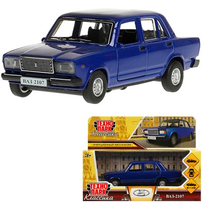 Модель 2107-12-BU1 ВАЗ-2107 длина 12 см, двери, багаж, инерц, темно-синий Технопарк - фото 69773938