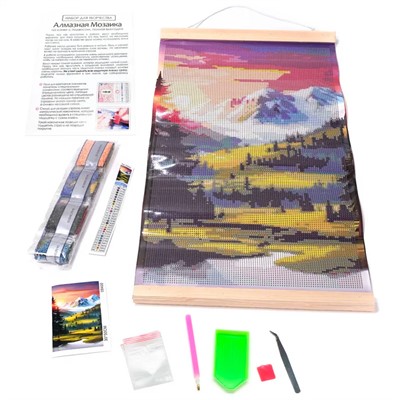 Набор для творчества Алмазное панно на подвесе. Величие гор на закате. 30*50см 08400 - фото 69774013