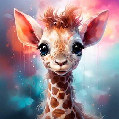 Набор для творчества Роспись по холсту с красками 30х30 см "Малыши" Чудесный детёныш жирафа Х-6325 - фото 69774991