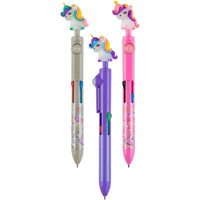 Ручка шариковая автомат синяя Unicorn 4-х цветная 89983 - фото 69775374