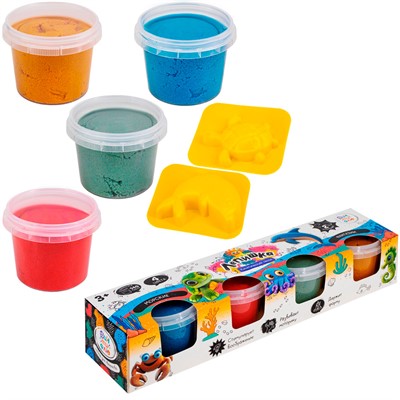 Набор Для Творчества Кинетический песок 4 цв "Лепишка" Морские фантазии Фин-ти-Флю 440 - фото 69775516