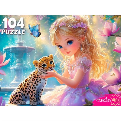 Пазл 104 Принцесса с маленьким леопардом УК104-6617 - фото 69775786