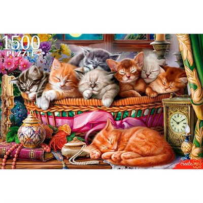 Пазл 1500 Ночные котята в корзине Ф1500-6639 - фото 69776094