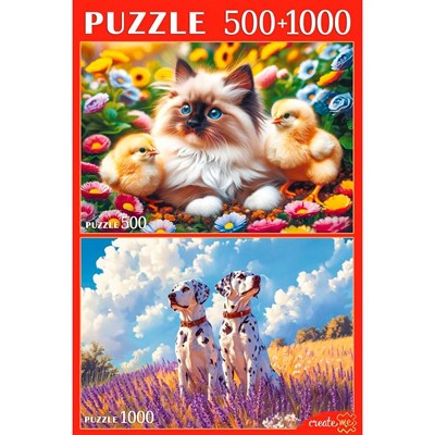 Пазл 2 в 1 500+1000 Домашние животные П500-1000-8811 - фото 69776783