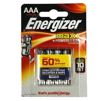Элемент питания Energizer Max (4шт) LR 3 4xBL (E92)   /цена за упак/ - фото 69777044