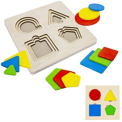 Деревянная Рамка вкладка Геометрические фигуры БП-00000288 - фото 69778874