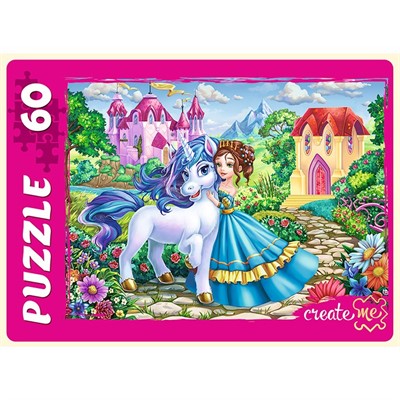 Пазл 60 Принцесса и единорог №4 П60-7649 - фото 69778947
