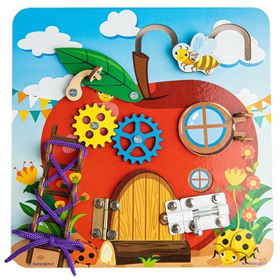 Деревянный Бизиборд Бизи-Яблоко БЗ-001 - фото 69778954