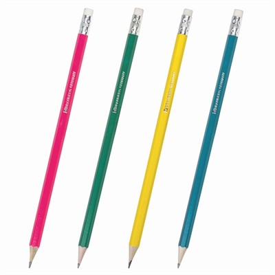 Карандаш ч/гр НВ с ластиком "Fluor" 180613 BRAUBERG - фото 69779213