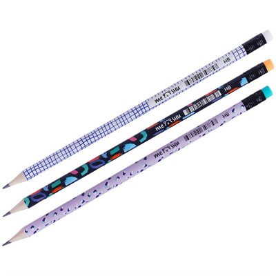 Набор карандашей ч/гр НВ 3шт. Memphis с ластиком 311352 MESHU - фото 69779305