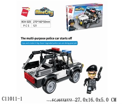 Конструктор 11011-1/4 QMAN Полицейская машина 121 дет. в кор. - фото 69779724