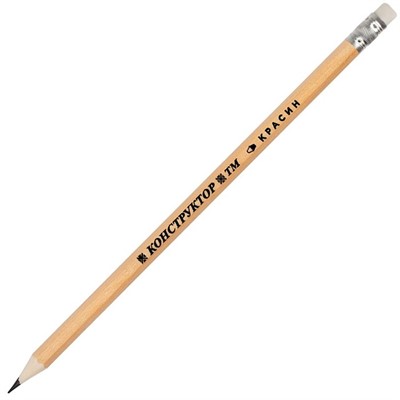 Карандаш ч/г Красин "Конструктор" ТМ (HB) шестигр., заточен., с ластиком 346212 - фото 69780275