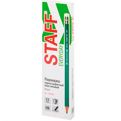 Карандаш ч/гр. с ластиком НВ 180963 STAFF - фото 69780329