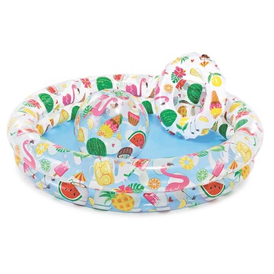 Бассейн детский круглый  59460 3пр 122х25 +круг+мяч 59460 - фото 69780420