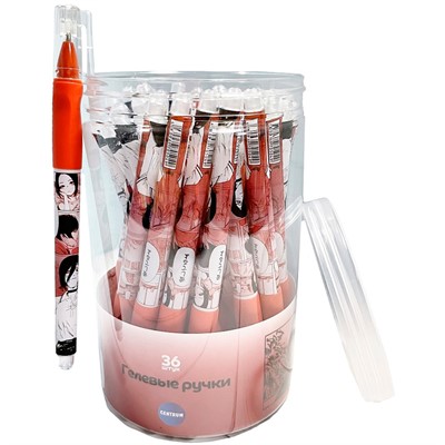 Ручка гелевая синяя прорезиненная  Аниме "Задумчивость" 0,5 мм 70504 - фото 69782176