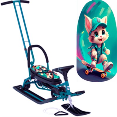 Снегокат 111 SNOWKAT Mobile Котик с Т-образным толкателем - фото 69782702