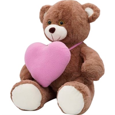 Медведь Виктор 35/42 см со средним флисовым сердцем цикламен 0878535S-48 - фото 69783810