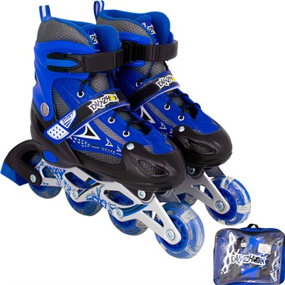 Ролики Dvizhok р. M 34-37 раздвиж., свет 1 колеса, черно-синий 141V-670-5 - фото 69784144