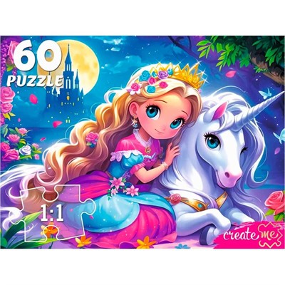 Пазл 60 Аниме-принцесса с единорогом Ф60-4525 - фото 69784669