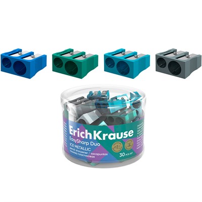 Точилка пластик EasySharp Duo, Ice Metallic, ассорти 60017 ErichKrause - фото 69784682