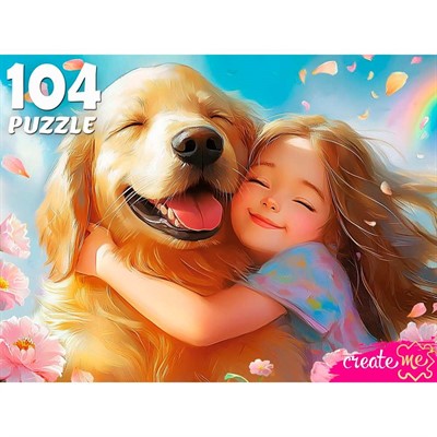 Пазл 104 Девочка с любимой собакой П104-6658 - фото 69785487