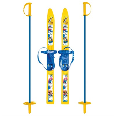 Лыжи детские 66см Олимпик-спорт жёлтые с палками из стеклопластика в сетке МПЛ 102.00 Dvizhok - фото 69785530