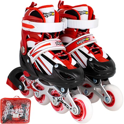 Ролики Dvizhok р. 30-33 раздвиж. PVC, 1 колесо со светом,красный 141V-197 - фото 69787228