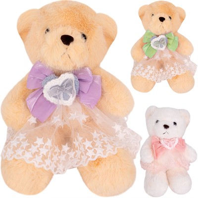 Мишка в платье 19 см FG250327175C-1 цвет в ассорт. - фото 69789036
