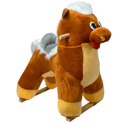 Качалка Конь средний музыкальная коричневый 98071005 - фото 69790247