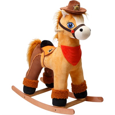 Качалка Конь Шериф музыкальная коричневый 98070705 - фото 69790256