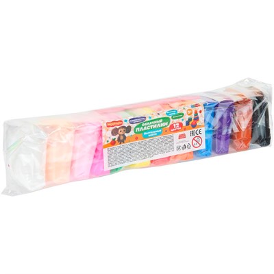 Набор для творчества Легкий пластилин Чебурашка 12 цв. 10 гр пастель MultiArt FLUFPASTEL-CHEB - фото 69794853