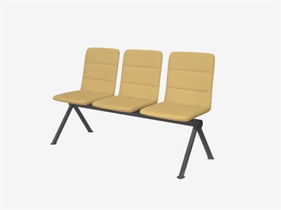 Секция из трех кресел на металлическом каркасе - фото 69803226