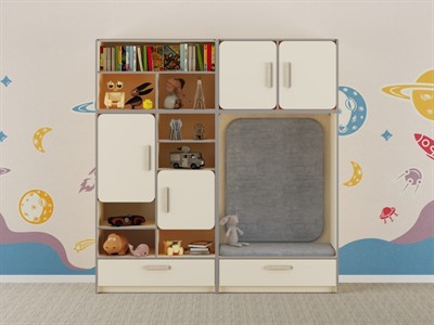 Детская стенка с местом для хранения и прямоугольной зоной отдыха из коллекции мебели «НЕГА ЛАЙТ» - фото 69803886
