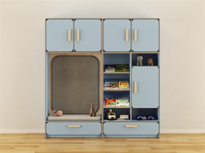 Детская стенка с местом для хранения и прямоугольной зоной отдыха из коллекции мебели «НЕГА ЛАЙТ» - фото 69804335