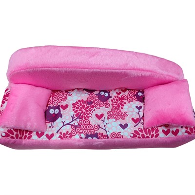 Мебель мягкая  диван, 2 подушки "Совы" со малиновым плюшем НМ-002/1-36 СТОК - фото 69820434