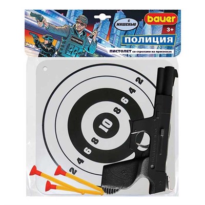 Пистолет Bauer 730 Полицейский с мишенью со стрелами на присосках - фото 69825424