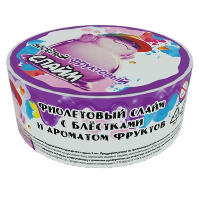 Слайм "Веселый Фруктовый",фиолетовый,  с блестками 1016 Фин-ти-Флю - фото 69827457