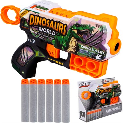 Пистолет BH124 Динозавр с безопасными пулями в кор. - фото 69827590