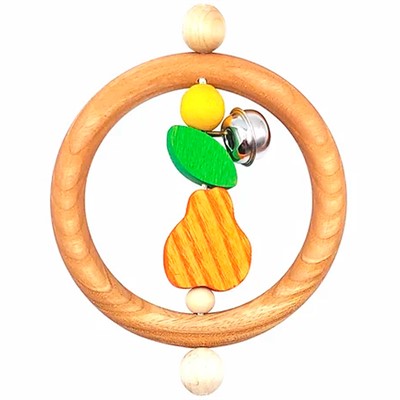 Деревянная Погремушка Груша с бубенчиком 03029 - фото 69833826
