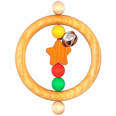 Деревянная Погремушка Звездочка с бубенчиком 03031 - фото 69833827