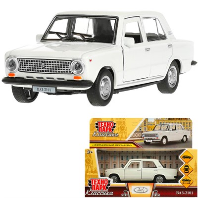 Модель 2101-12-WH ВАЗ-2101  длина 12 см, двери, багаж, инерц, белый Технопарк - фото 69834140