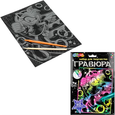 Набор Для Творчества Гравюра 18х24 розовый Соник МУЛЬТИ АРТ SCR-123221 - фото 69836862