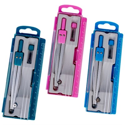 Готовальня LINE UP 3 предмета в пластиковом пенале с линейкой Ассорти 085316 - фото 69850488