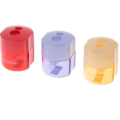 Точилка TROPHY пластик Цветная с контейнером с 2-мя отверстиями Ассорти 092684 - фото 69850494