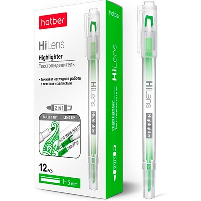 Текстовыделитель Hi-Lens Двухсторонний 1 mm/5 mm Зеленый HL_060858 Hatber - фото 69850788