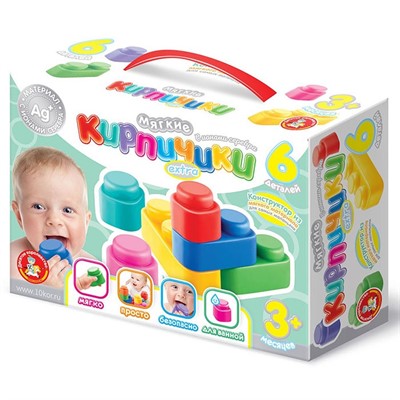 Конструктор Мягкие кирпичики extra.6 дет. с ионами серебра 04060 - фото 69860320