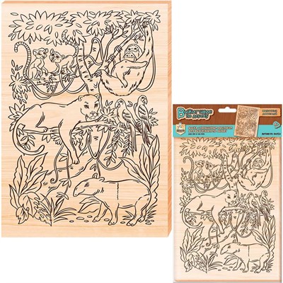 Набор для творчества Выжигание. Доска для выжигания 1 шт Животные джунглей А4 04953 - фото 69863017