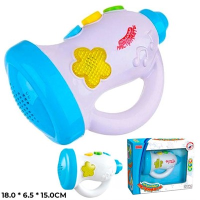 Игрушка муз. 0412-2A-ZYA Труба на батарейкахсвет,звук в коробке - фото 69867174
