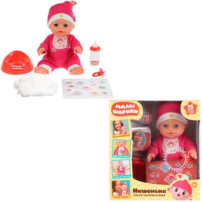 Кукла Карапуз Y30BB-NUSHA-STICKERS Малышарики, Нюшенька 30см,15 песен и стихов из м/ф,фразы и звуки - фото 69867344